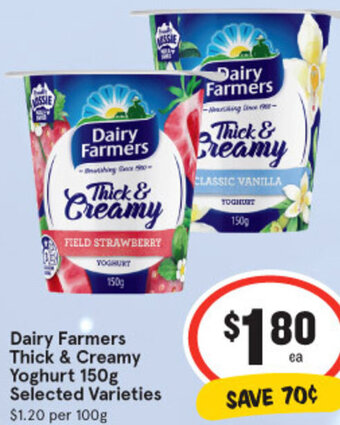 IGA Dairy Farmers Thick & Creamy Yoghurt 150g offer