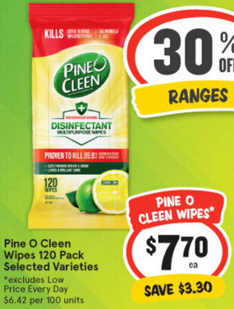 IGA Pine O Cleen Wipes 120 Pack Selected Varieties offer