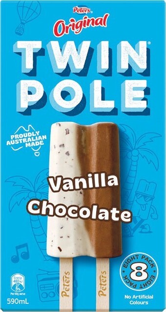 Woolworths Peters original twin pole 590ml pk 8 – from the freezer offer