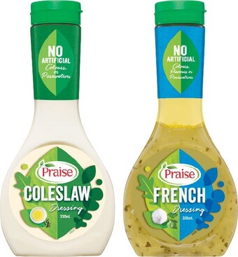 Woolworths Praise dressings 330ml offer