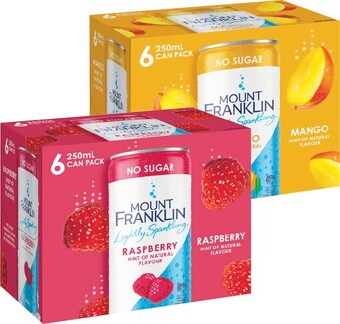 Woolworths Mount franklin lightly sparkling 6 x 250ml offer