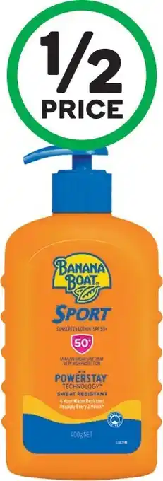 Woolworths Banana boat spf 50+ sunscreen sport 400g† offer