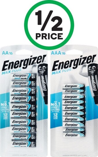 Woolworths Energizer max plus aa or aaa pk 16 offer