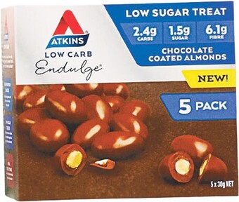Woolworths Atkins endulge chocolate almonds pk 5* offer
