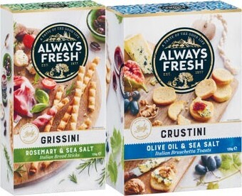 Coles Always fresh grissini or crustini crackers 120g-125g offer