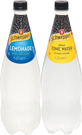 Coles Schweppes mixers, soft drinks or mineral water 1.1 litre offer