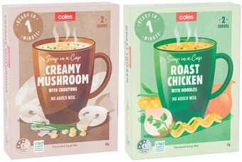 Coles Coles 2 serve soup 60g-75g offer