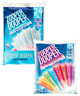 Coles Zooper dooper water ice 24 pack offer