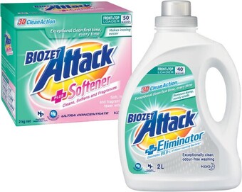 Coles Biozet attack plus laundry liquid 2 litre or powder 2kg offer
