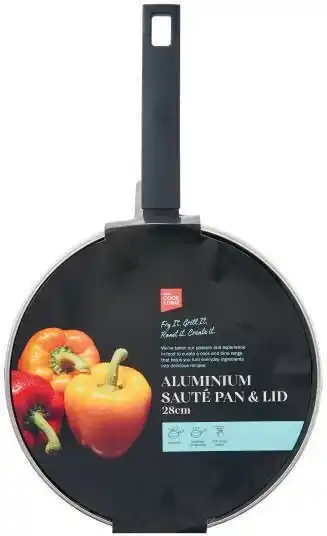 Coles Coles cook & dine aluminium saute pan & lid 28cm offer