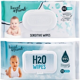 Coles Rascal + friends sensitive 80 pack or h20 wipes 72 pack offer