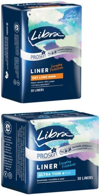 Libra ultra thin or dry long liners 30 pack