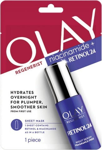 Coles Olay regenerist niacinamide + retinol 24 sheet mask 1 pack offer