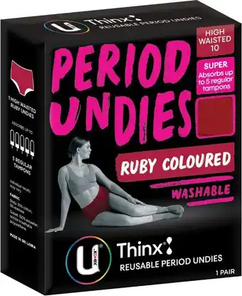 Coles U by kotex period undies high waisted super ruby coloured 1 pack offer