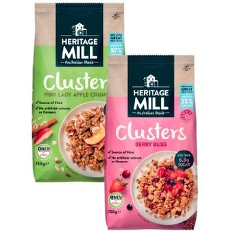 Coles Heritage mill muesli or clusters 750g offer