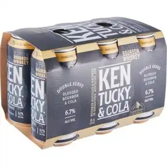 Coles New kentucky bourbon double serve & cola cans 6x375ml offer