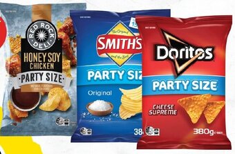 Drakes Smith's Crinkle Cut, Doritos Or Red Rock Deli Party Size 290g-380g offer