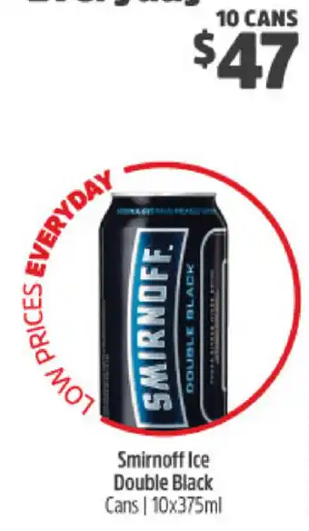 BWS Smirnoff Ice Double Black Cans 10x375ml offer