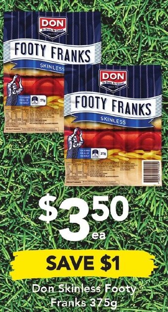 Don Skinless Footy Franks 375g