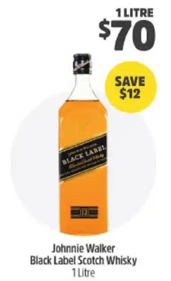 Johnnie Walker Black Label Scotch Whisky 1 Litre