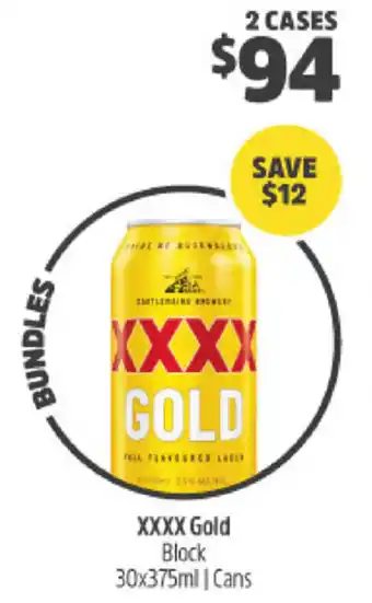 BWS XXXX Gold Block 30x375ml Cans offer