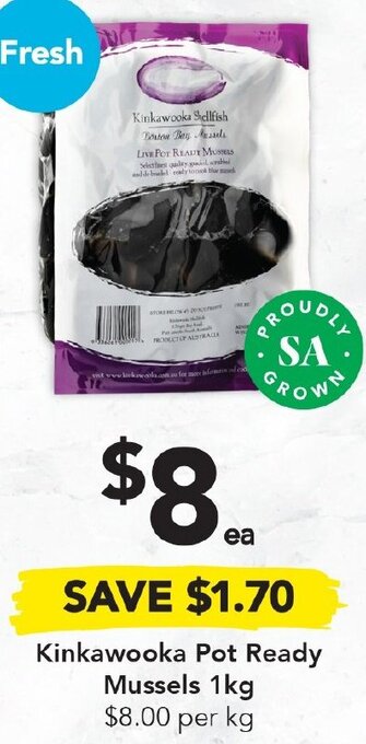 Drakes Kinkawooka Pot Ready Mussels 1Kg offer