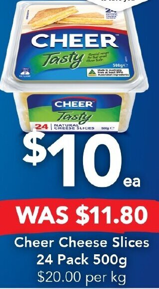 Drakes Cheer Cheese Slices 24 Pack 500g offer