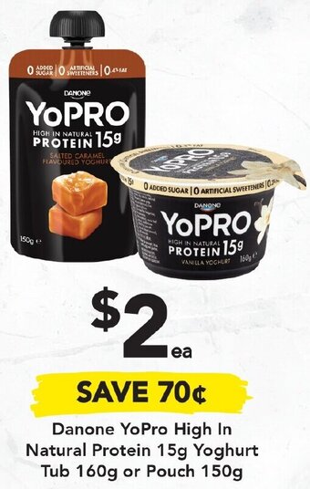Danone YoPro High In Natural Protein 15g Yoghurt Tub 160g Or Pouch 150g