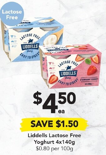 Drakes Liddells Lactose Free Yoghurt 4x140g offer