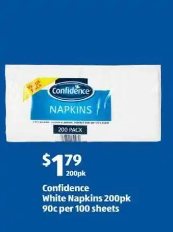 Confidence white napkins 200pk 902c per 100 sheets