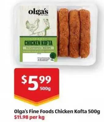 ALDI Olga's fine foods chicken kofta offer