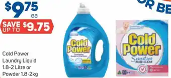 Foodland Cold Power Laundry Liquid 1.8-2 Litre or Power 1.8-2Kg offer