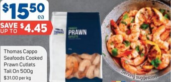 Foodland Thomas Cappo Seafoods Cooked Prawn Cutlets Tail On 500g offer