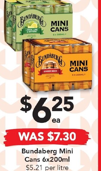 Drakes Bundaberg Mini Cans 6x200ml offer