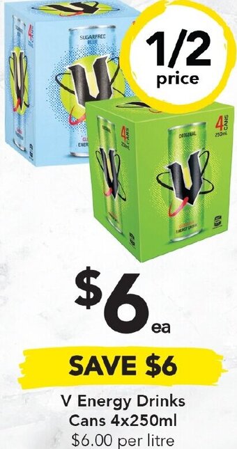 Drakes V Energy Drinks Cans 4x250ml offer