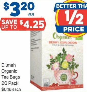 Foodland Dilmah Organic Tea Bags 20 Pack offer