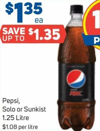 Foodland Pepsi, Solo Or Sunkist 1.25 Litre offer