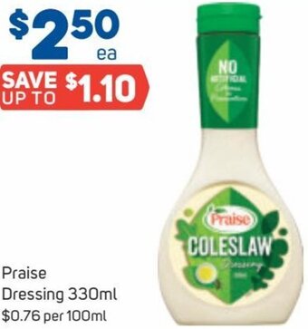 Foodland Praise Dressing 330ml offer