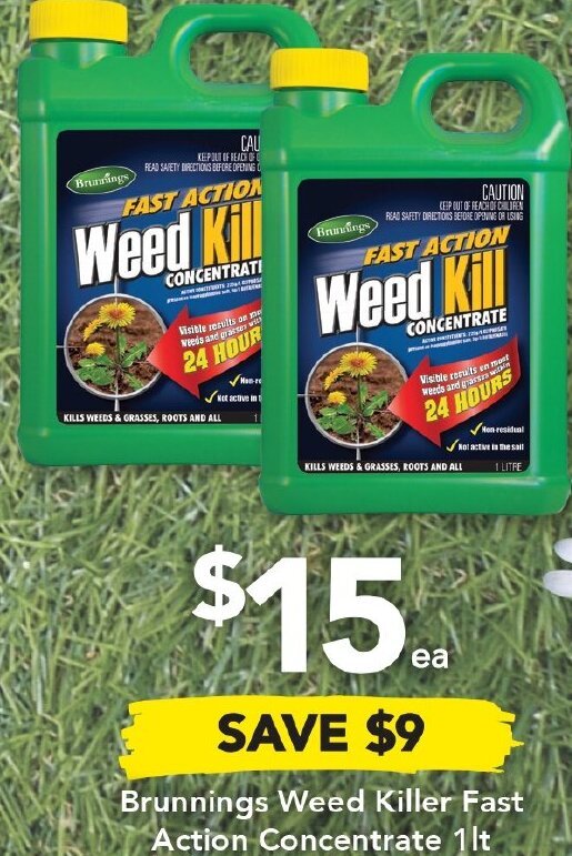 Brunnings Weed Killer Fast Action Concentrate 1lt offer at Drakes