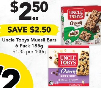 Drakes Uncle Tobys Muesli Bars 185g offer