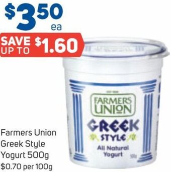 Foodland Farmers Union Greek Style Yogurt 500g offer