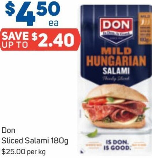 Don Sliced Salami 180g offer at Foodland