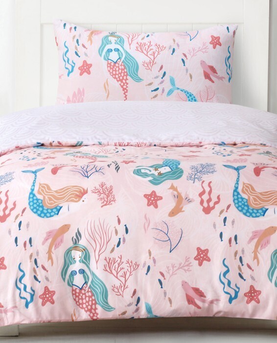 Kids house mermaid quilt cover set offer at Spotlight