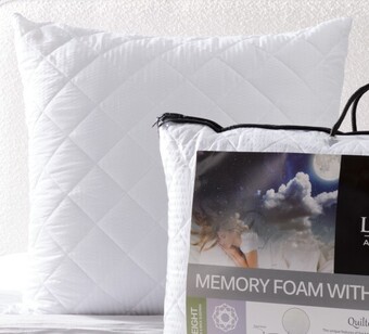Spotlight Logan & mason memory foam european pillow with quilted cover offer