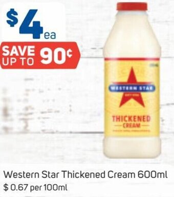 Foodland Western Star Thickened Cream 600ml offer