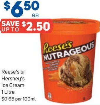Foodland Reese's Or Hershey's Ice Cream 1 Litre offer