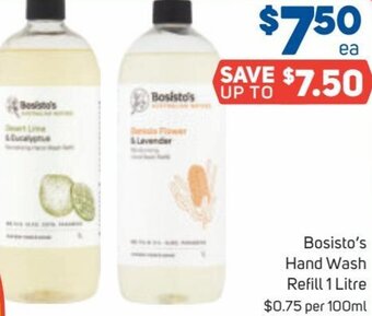 Foodland Bosisto's Hand Wash Refill 1 Litre offer