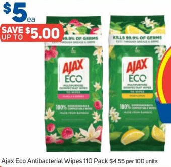 Foodland Ajax Eco Antibacterial Wipes 110 Pack offer