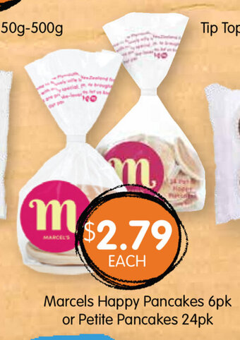 Spudshed Marcels Happy Pancakes 6pk or Petite Pancakes 24pk offer