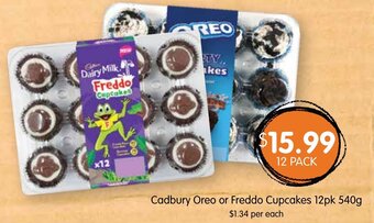 Spudshed Cadbury Oreo or Freddo Cupcakes 12pk 540g offer